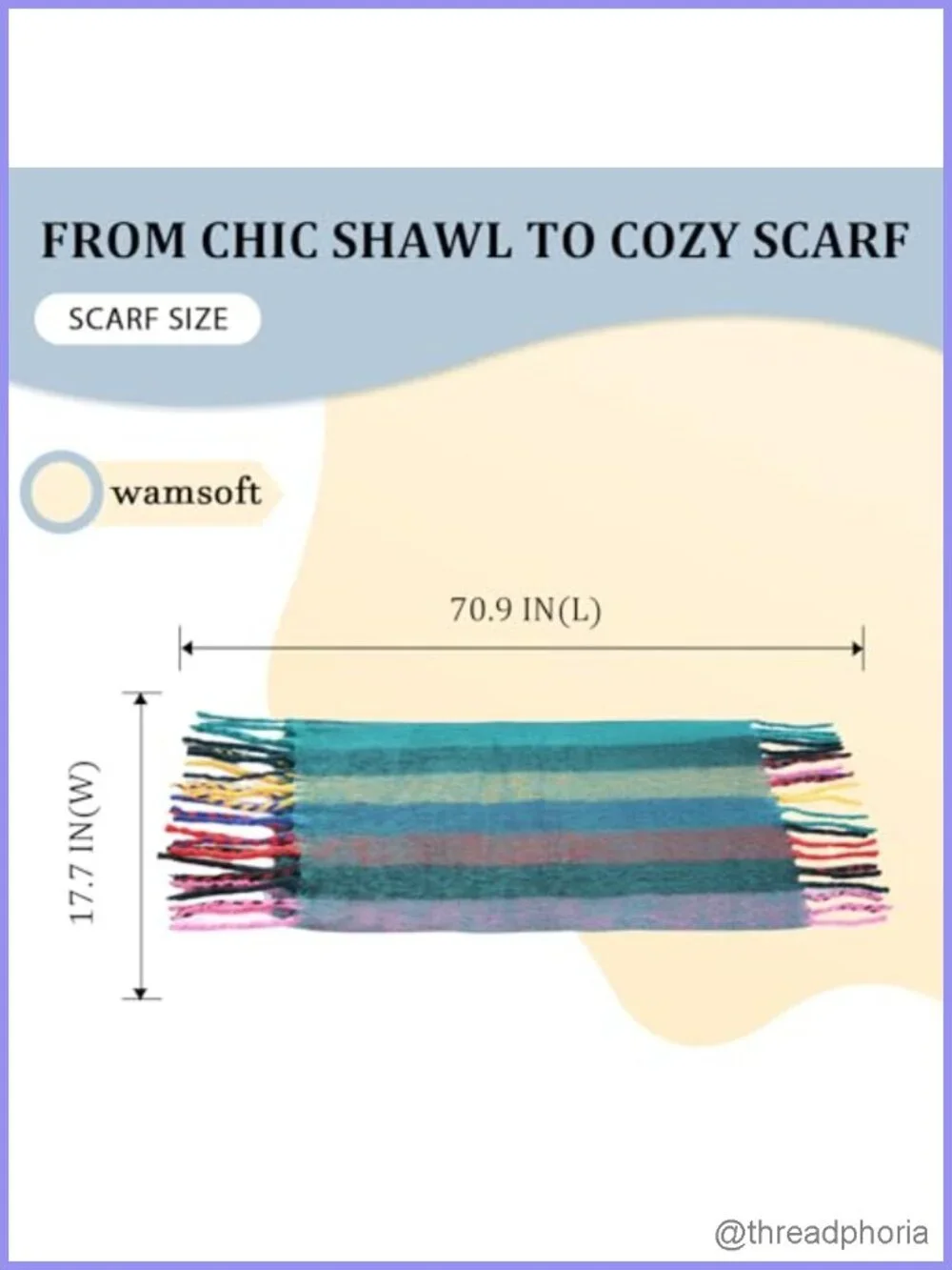 Chunky Knit Winter Scarf Wrap Shawl for Women - Warm Thick Plaid Cozy Pashmina,